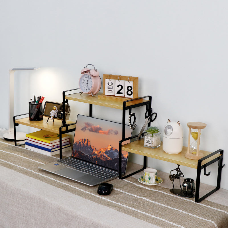 Stapelbares 40 cm Regal – Organizer-Set für Küche, Bad und Wohnzimmer (2/4 Stück), WEEKI – Feuer/Holz/Weiß