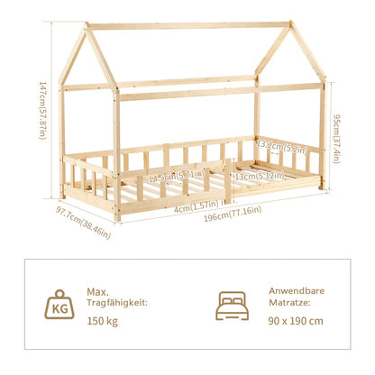 Hausbett Kinder-Einzelbett 196*97 cm Holz/Weiß – YORK