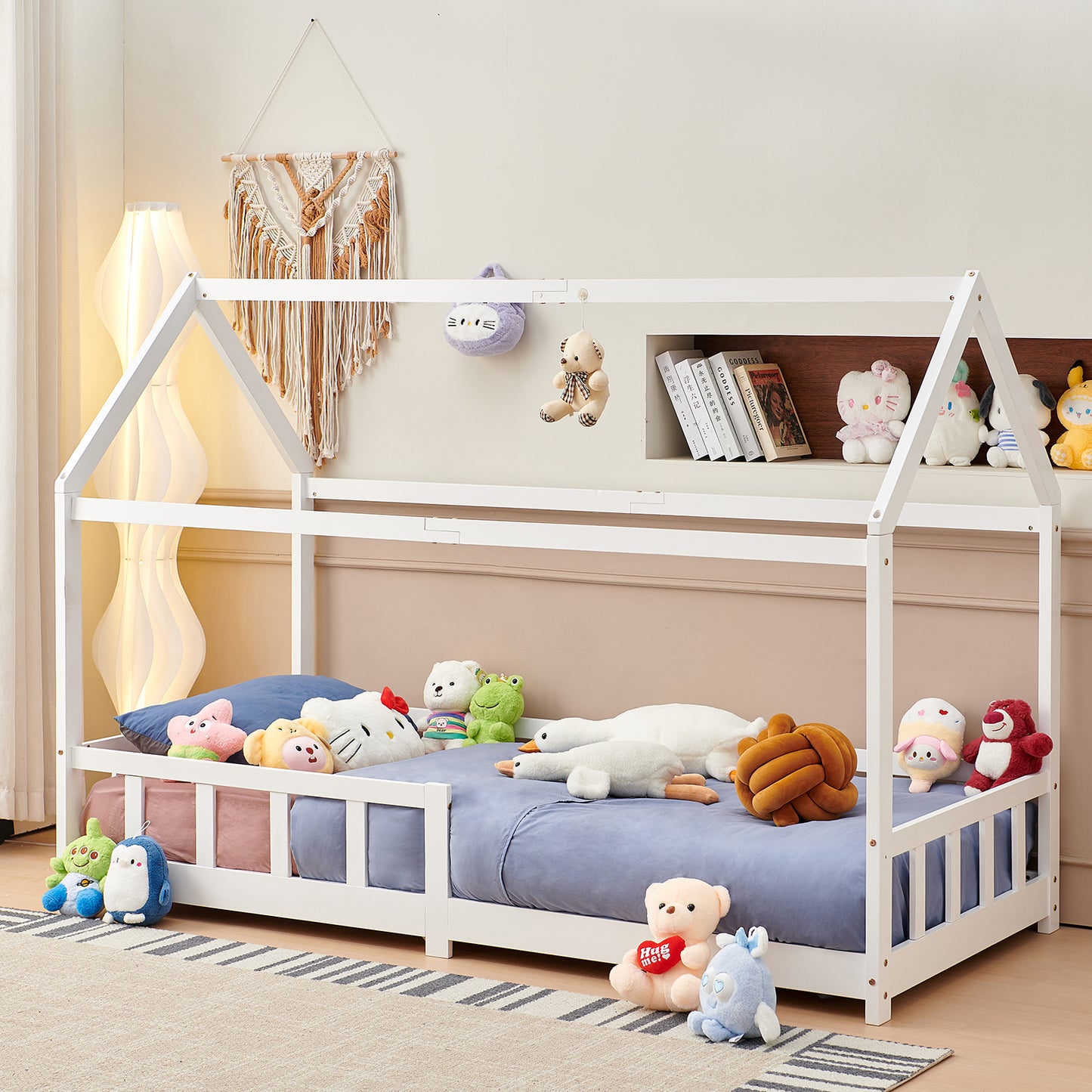 Hausbett Kinder-Einzelbett 196*97 cm Holz/Weiß – YORK