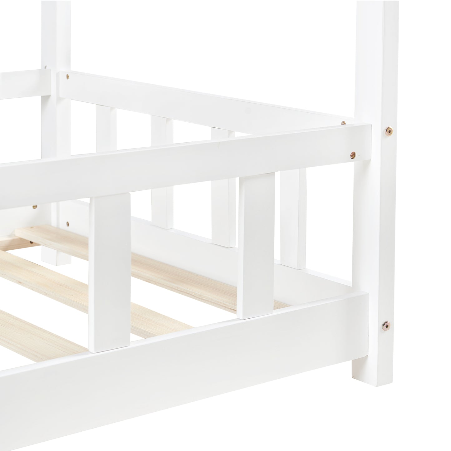 Hausbett Kinder-Einzelbett 196*97 cm Holz/Weiß – YORK