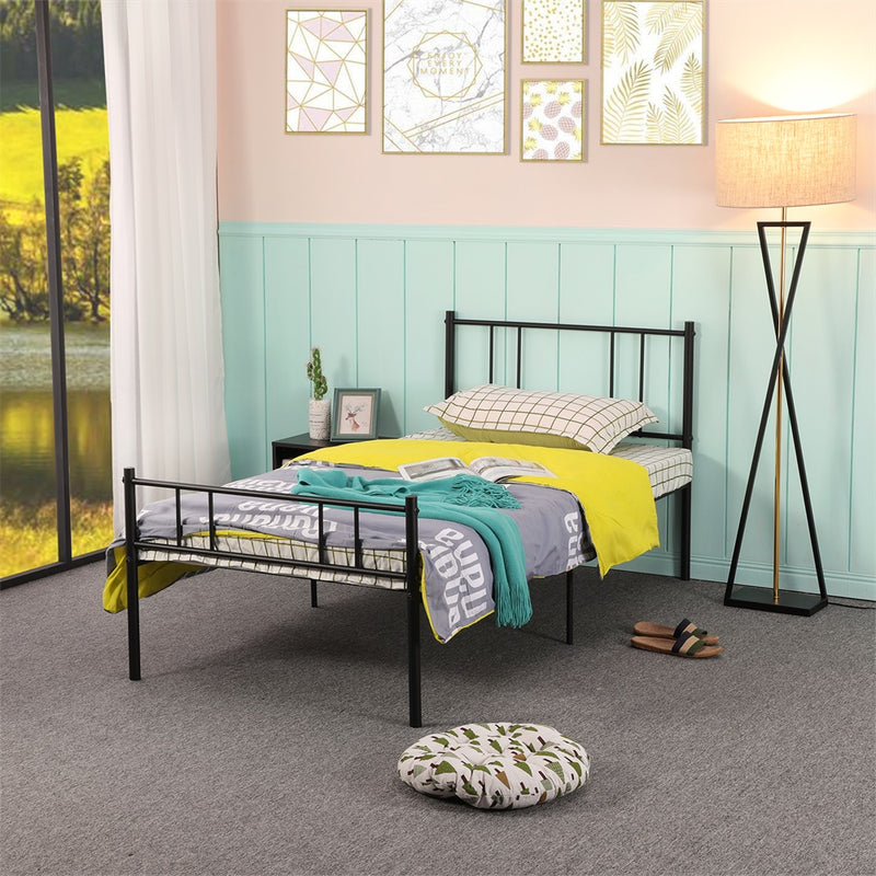 LOCARNO Einzel-/Doppelbett aus Metall 94 * 196 cm/143 * 196 cm - Schwarz
