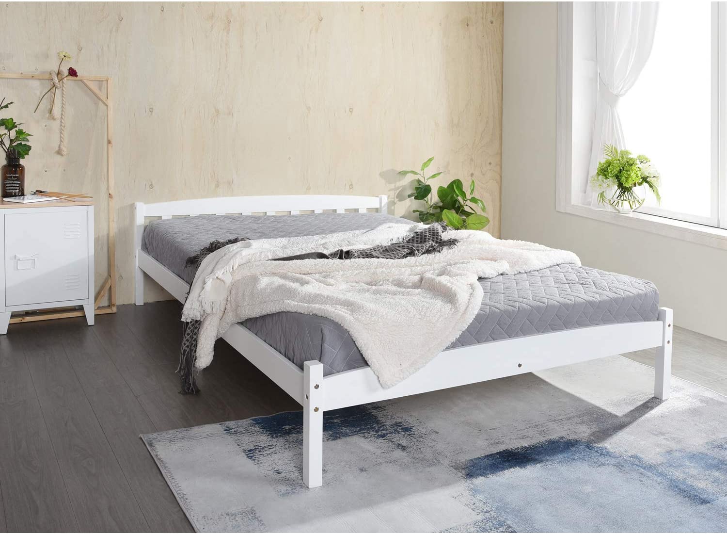 ABATE Kiefernholz Einzel-/Doppelbett - Wei?