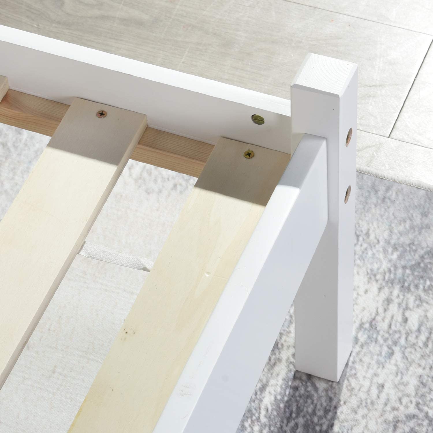 ABATE Kiefernholz Einzel-/Doppelbett - Wei?