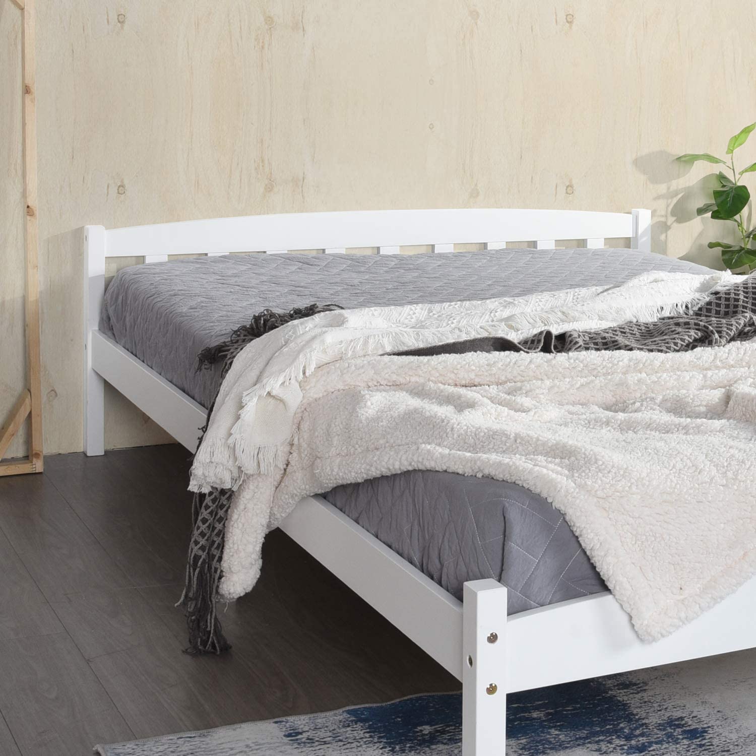 ABATE Kiefernholz Einzel-/Doppelbett - Wei?