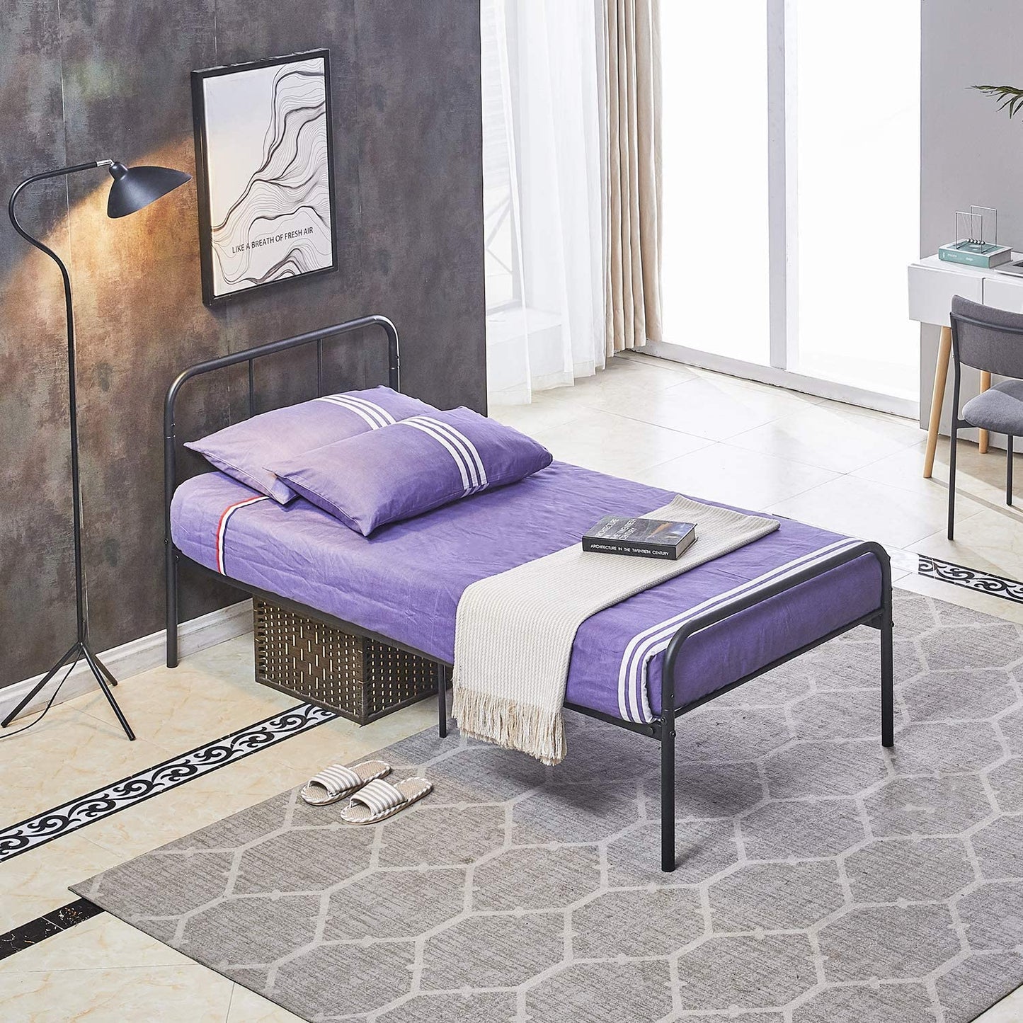 MILO Einzel-/Doppelbett aus Metall 94 * 196 cm/143 * 196 cm - Schwarz