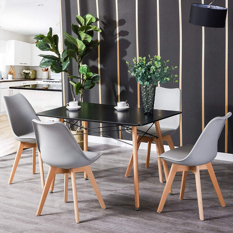 PANSY Rechteckiger Esstische aus MDF mit Buchenbeinen 110 * 70 * 73 cm - Schwarz/Wei?
