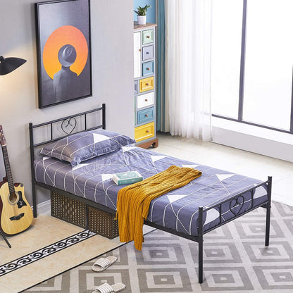 HEART Herzf?rmiges Einzel-/Doppelbett aus Metall 94 * 196 cm/143 * 196 cm - Schwarz