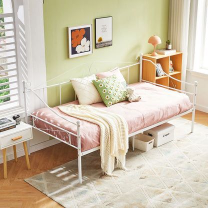 ALDER Metallbett ausziehbares Bett, als Jugendbett & G?stebett verwendbar Bett, Wei?