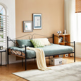 ALDER Metallbett ausziehbares Bett, als Jugendbett & Gästebett verwendbar Bett, Schwarz