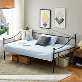 ALDER Metallbett ausziehbares Bett, als Jugendbett & Gästebett verwendbar Bett, Schwarz