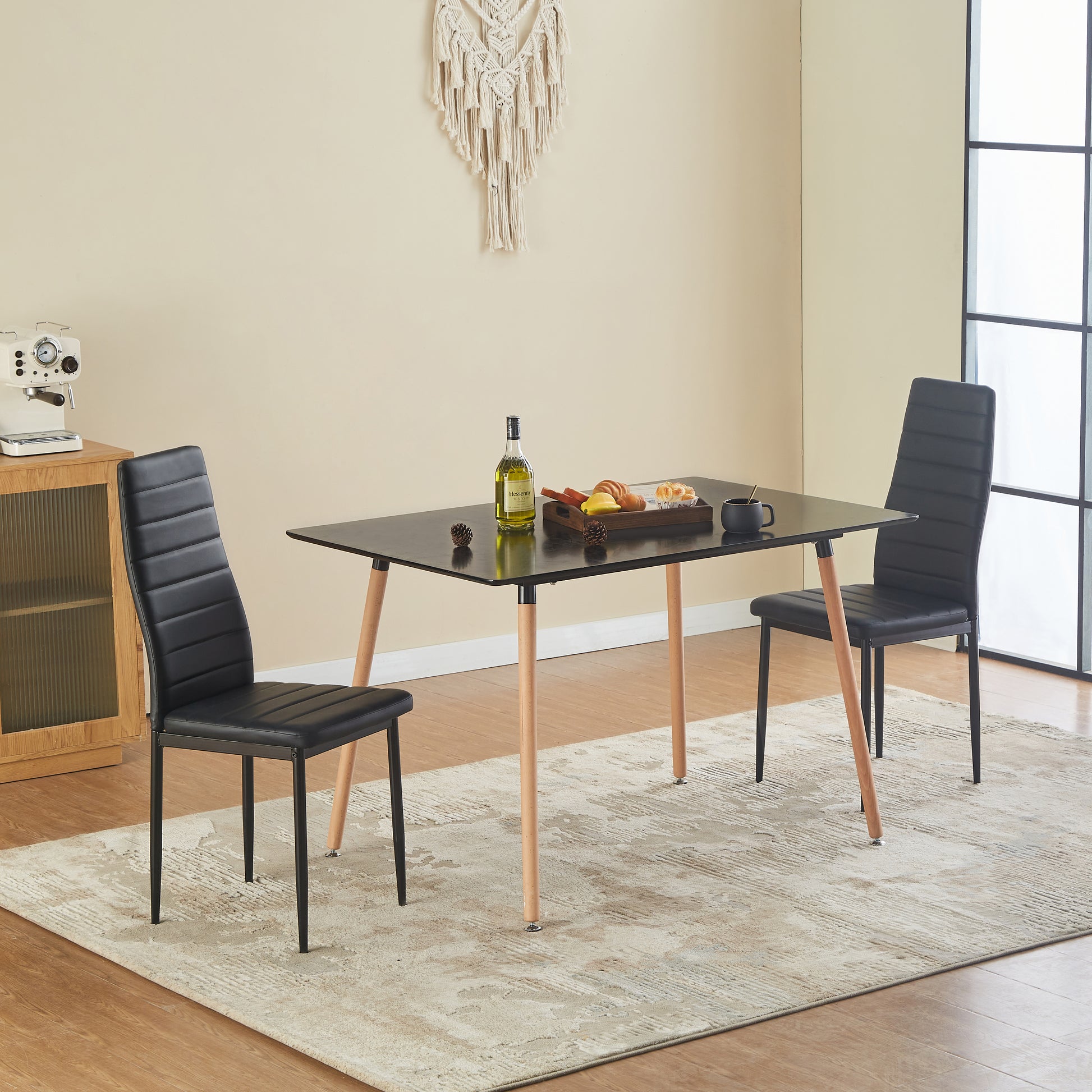 ANN PVC Esszimmerst¨¹hle Moderner K¨¹chenstuhl bequemer Polsterstuhl - Schwarz/Wei?/Dunkelgrau