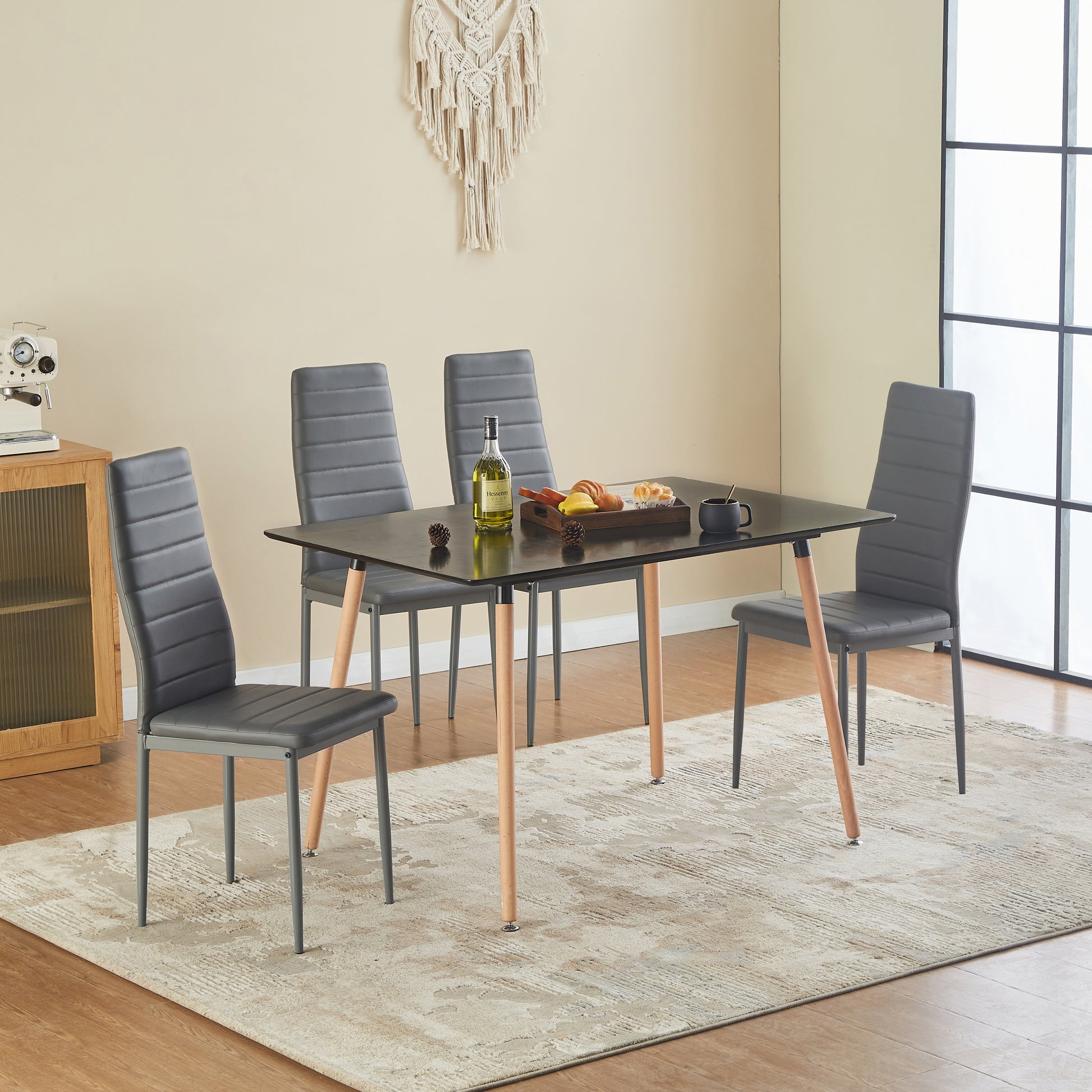 ANN PVC Esszimmerst¨¹hle Moderner K¨¹chenstuhl bequemer Polsterstuhl - Schwarz/Wei?/Dunkelgrau