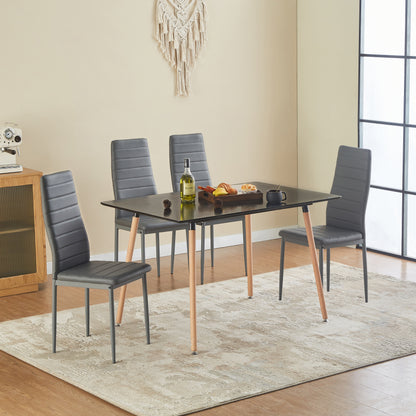 ANN PVC Esszimmerst¨¹hle Moderner K¨¹chenstuhl bequemer Polsterstuhl - Schwarz/Wei?/Dunkelgrau