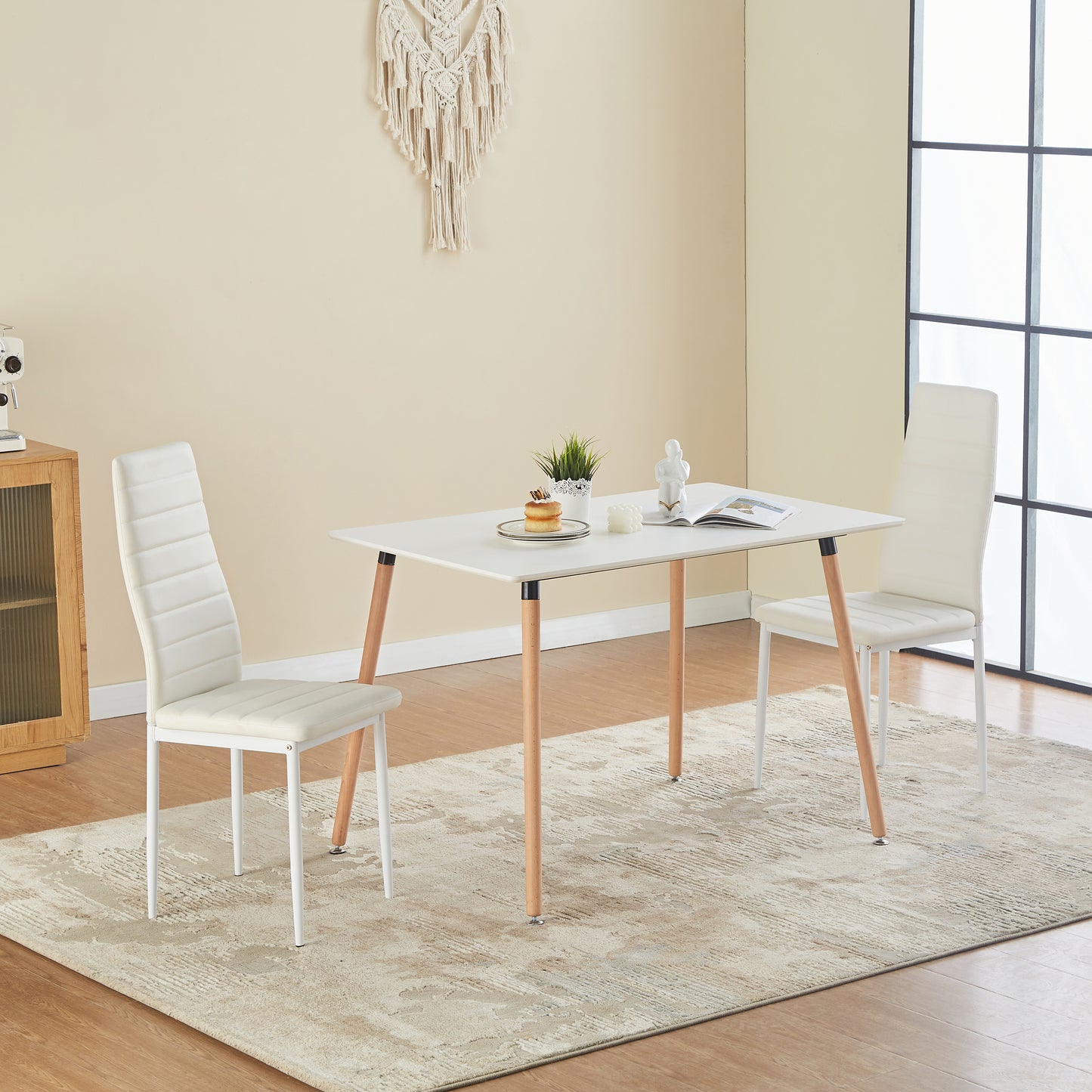 ANN PVC Esszimmerst¨¹hle Moderner K¨¹chenstuhl bequemer Polsterstuhl - Schwarz/Wei?/Dunkelgrau