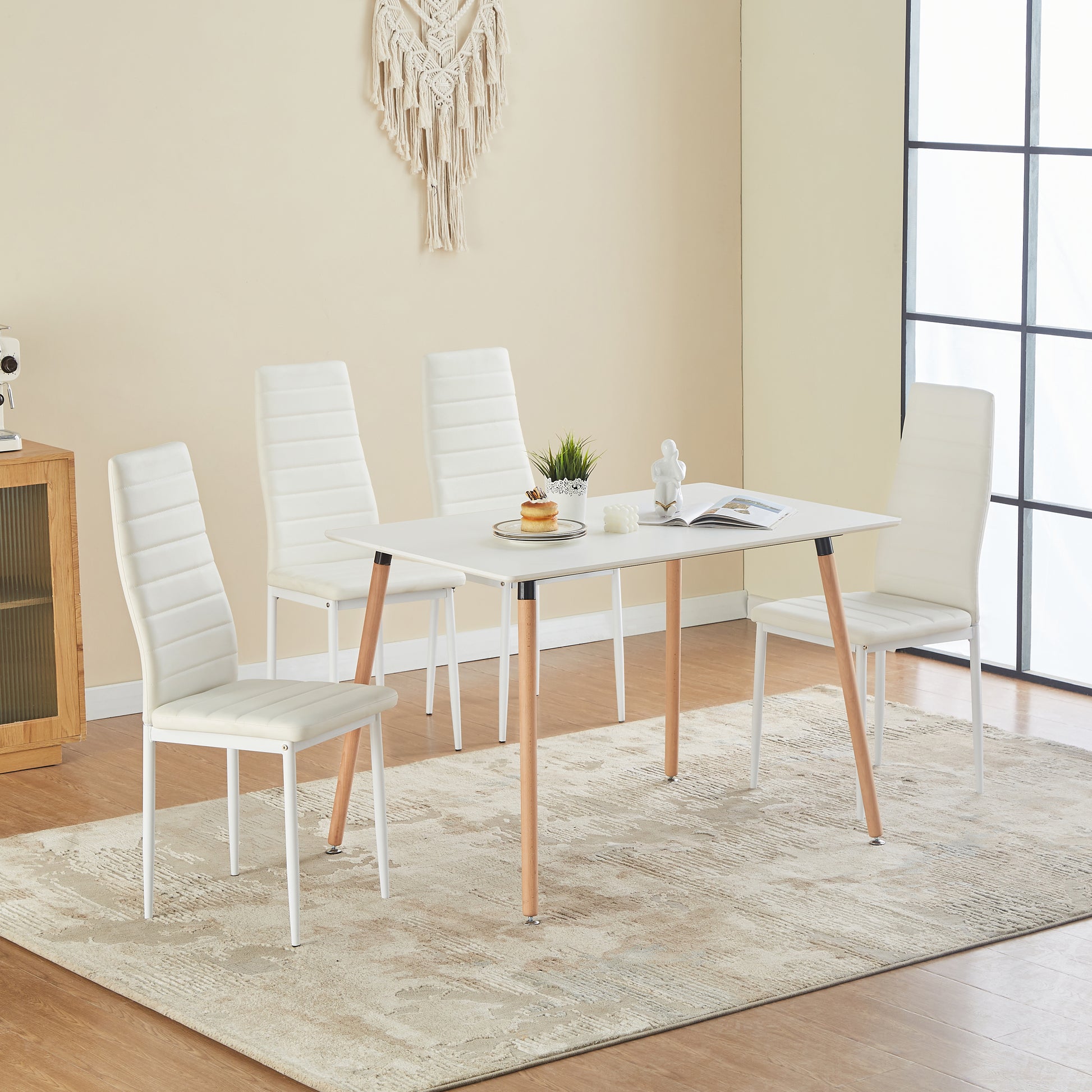 ANN PVC Esszimmerst¨¹hle Moderner K¨¹chenstuhl bequemer Polsterstuhl - Schwarz/Wei?/Dunkelgrau