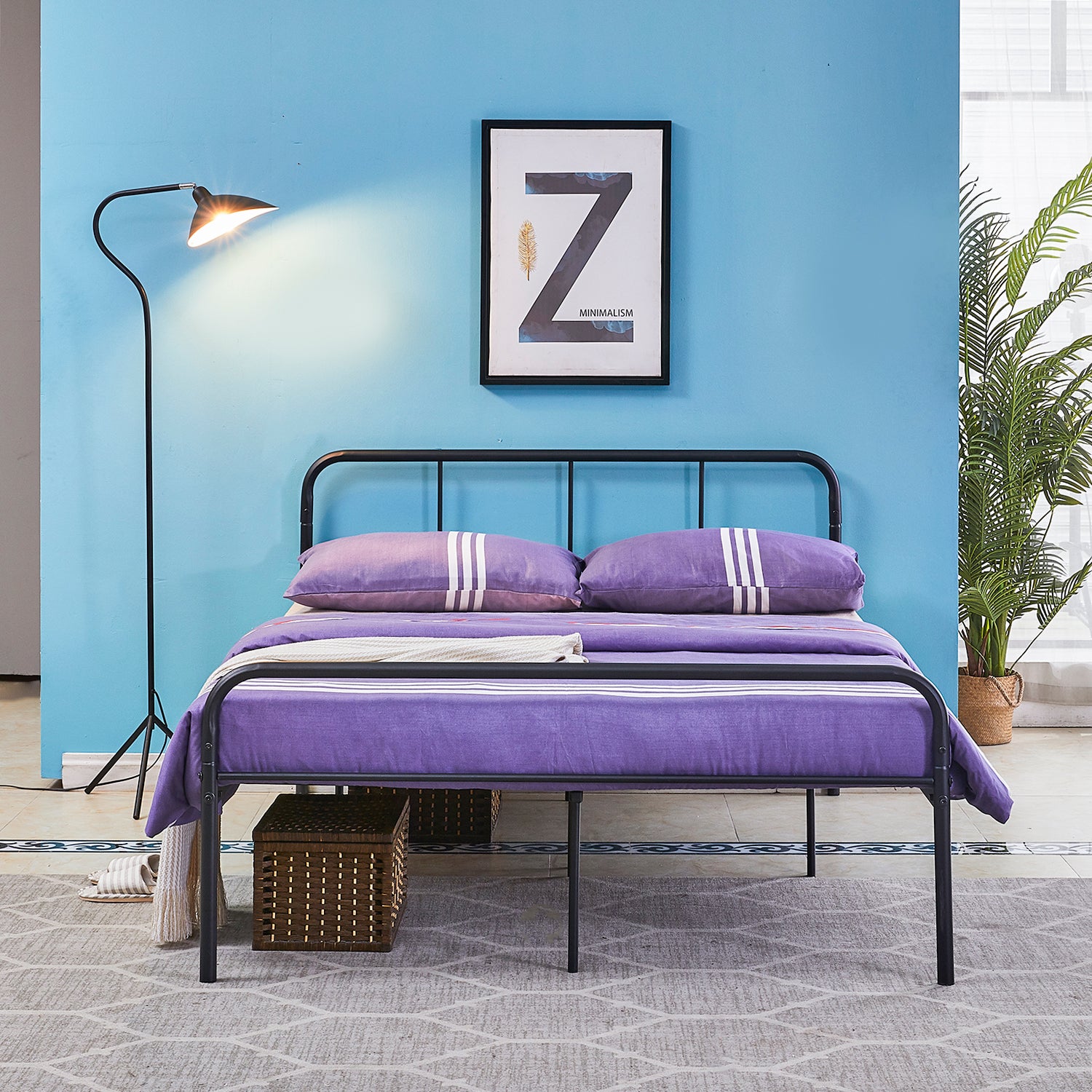MILO Einzel-/Doppelbett aus Metall 94 * 196 cm/143 * 196 cm - Schwarz