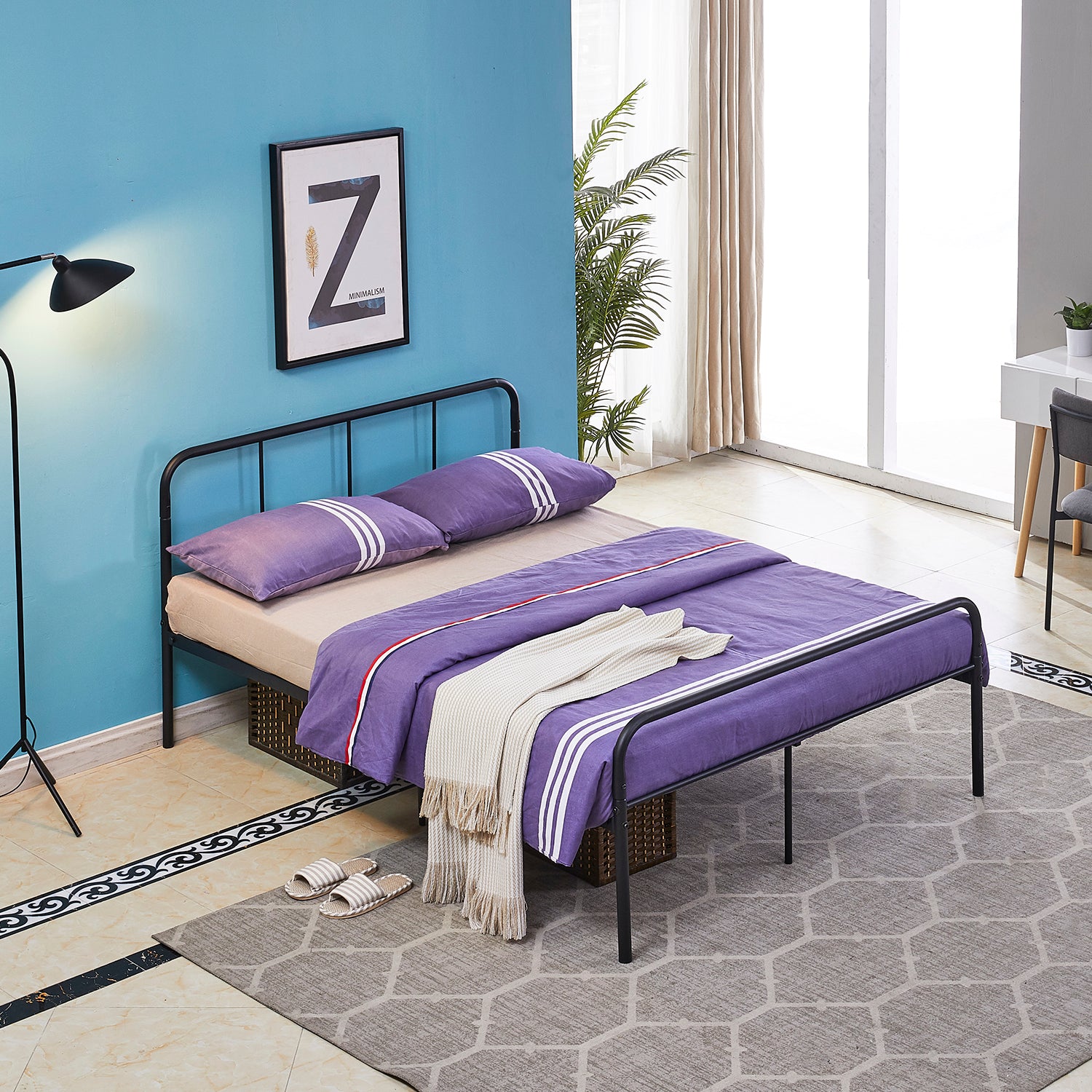MILO Einzel-/Doppelbett aus Metall 94 * 196 cm/143 * 196 cm - Schwarz