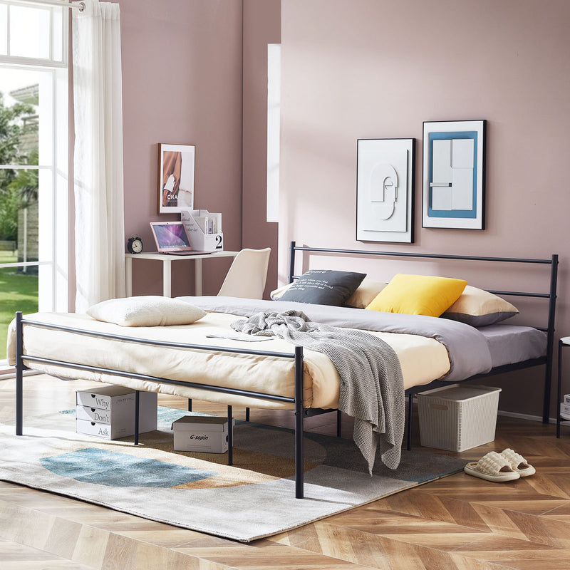 HARRAH Einzel-/Doppelbett aus Metall 207*93*90/207*163*90 cm - schwarz/grau
