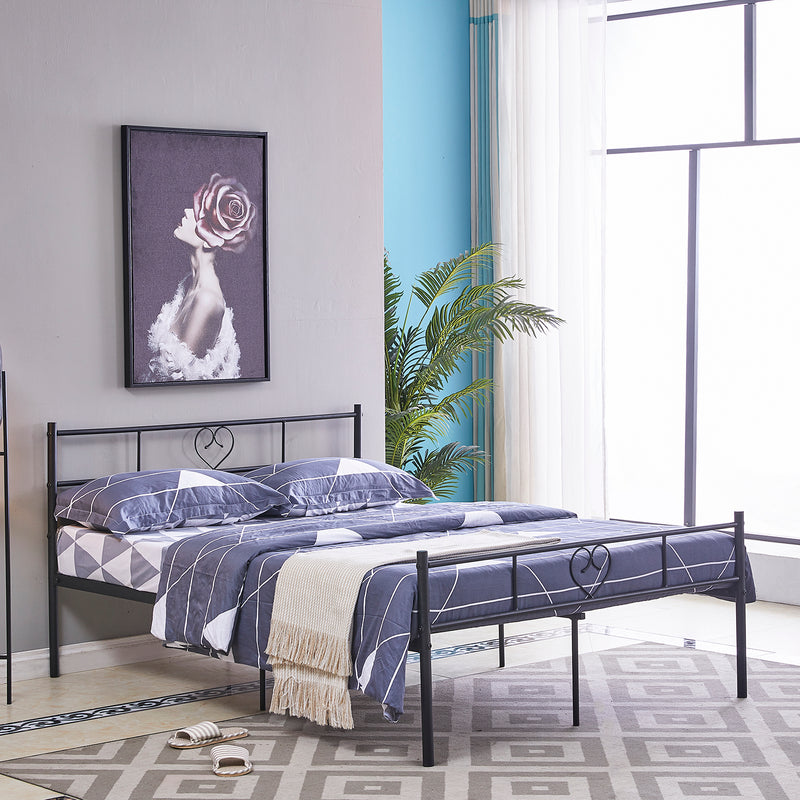 HEART Herzförmiges Einzel-/Doppelbett aus Metall 94 * 196 cm/143 * 196 cm - Schwarz