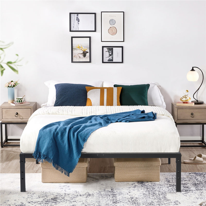 Doppelbettgestell Metallbett, Metallbettgestell mit Lattenrost, Gästebett Jugendbett, für Gästezimmer 140 x 190 cm – Schwarz