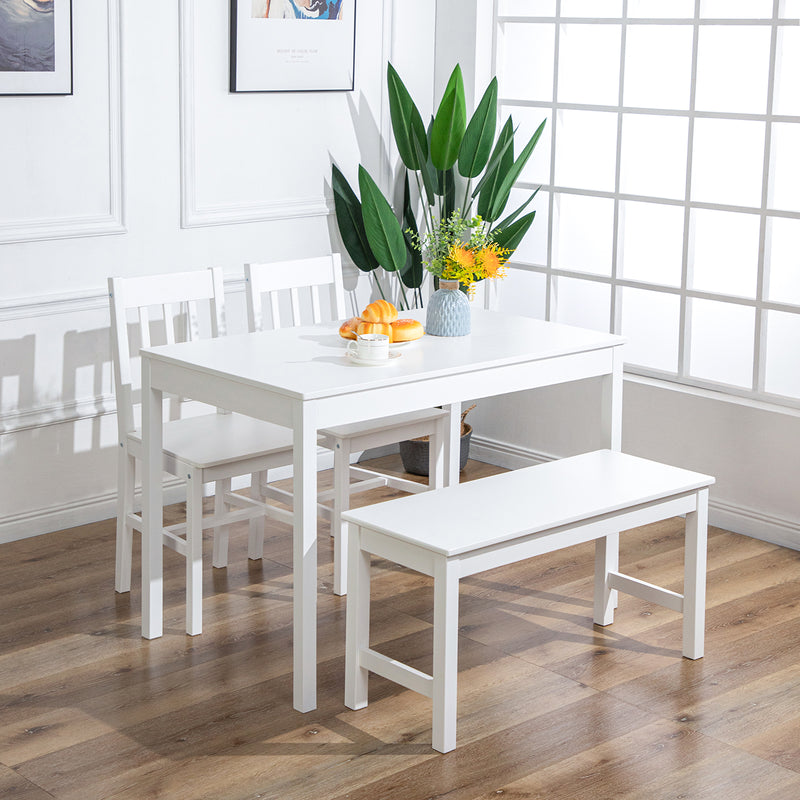 LEAN Esstisch mit 2 Stühlen Und 1 Bank Set 108*65*73CM - Weiß