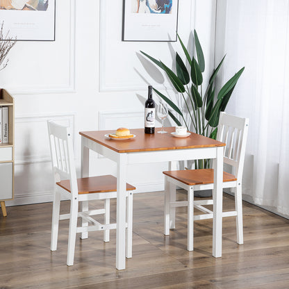 LILAC Esstisch mit 2 St¨¹hlen Set 74 * 74 * 73cm - Wei?/Grau/Braun