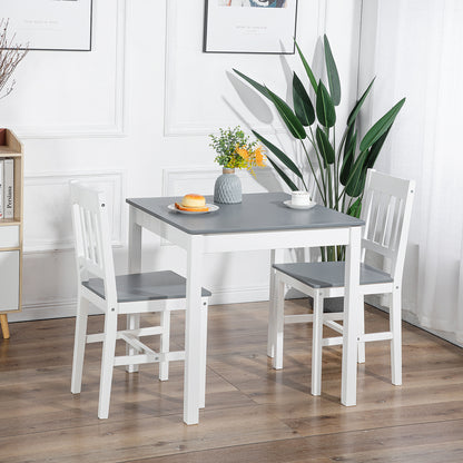 LILAC Esstisch mit 2 St¨¹hlen Set 74 * 74 * 73cm - Wei?/Grau/Braun