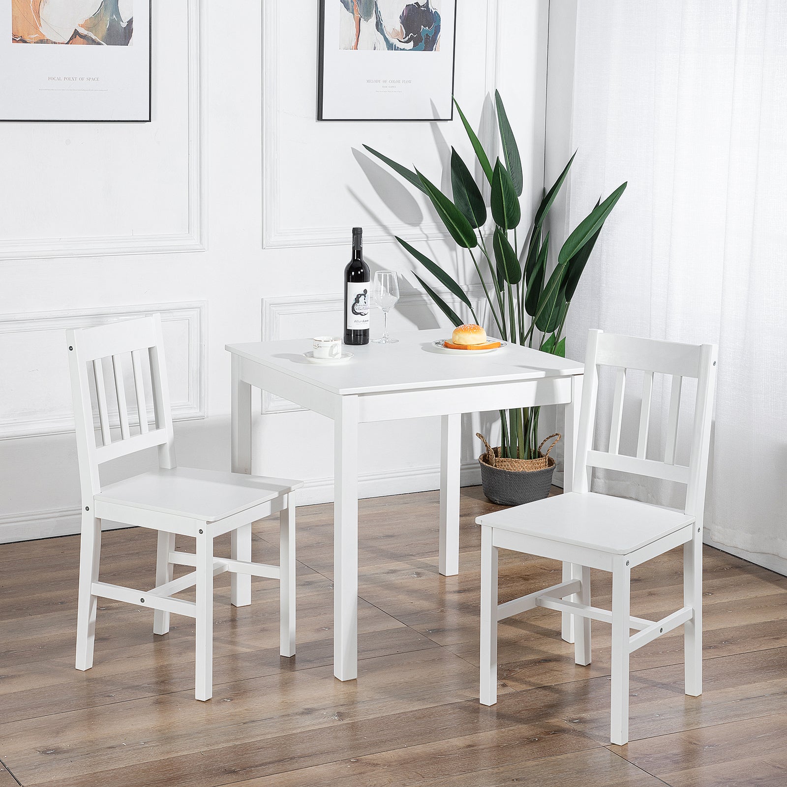 LILAC Esstisch mit 2 St¨¹hlen Set 74 * 74 * 73cm - Wei?/Grau/Braun