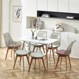 LUCCA Skandinavisches Design mit rosa Samt gepolsterten Küchen-Esszimmerstühlen mit Beinen aus massivem Buchenholz – geräuchert/braun