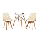 LUCCA Skandinavisches Design Weiß Gepolsterte Küche Esszimmerstühle Aus PU-Leder Mit Beinen Aus Massivem Buchenholz - Geräuchert/Braun