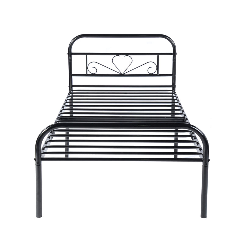 MILO Herzförmiges Einzel-/Doppelbett aus Metall 94 * 196 cm/143 * 196 cm - Schwarz