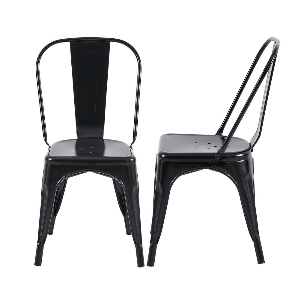 MOOLI Barhocker Blech Stühle mit Stahlbeinen - Schwarz