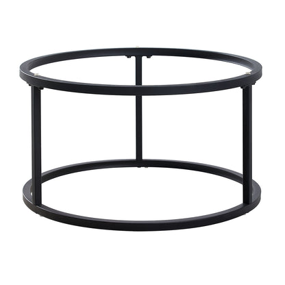Rundes Couchtisch-Set, 2er-Set, solides Metallgestell und gehärtetes Glas (Gold und Schwarz)
