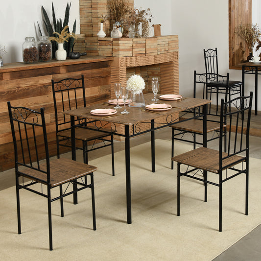 NORSEMAN 5-teilige Essgruppe, Rechteckiger Esstisch mit 4 St¨¹hlen 109*69*75cm - Farben erh?ltlich