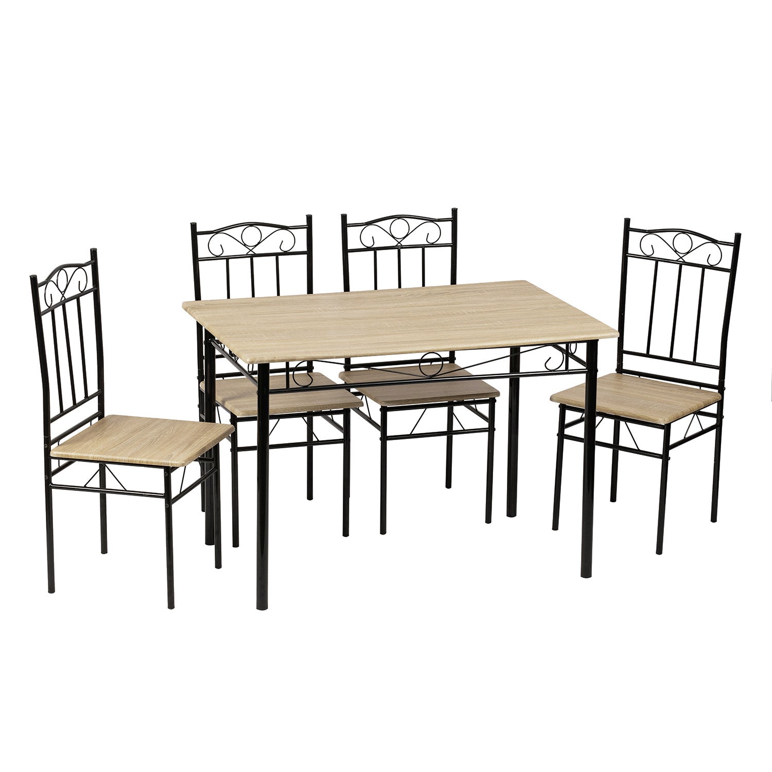 NORSEMAN 5-teilige Essgruppe, Rechteckiger Esstisch mit 4 St¨¹hlen 109*69*75cm - Farben erh?ltlich