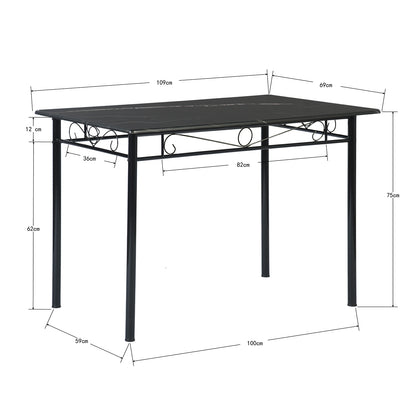 NORSEMAN Marmorierung 5 TLG Sitzgruppe Esstisch mit 4 St¨¹hlen - 109 * 69 * 75cm - Wei?/Schwarz/Hellbraun
