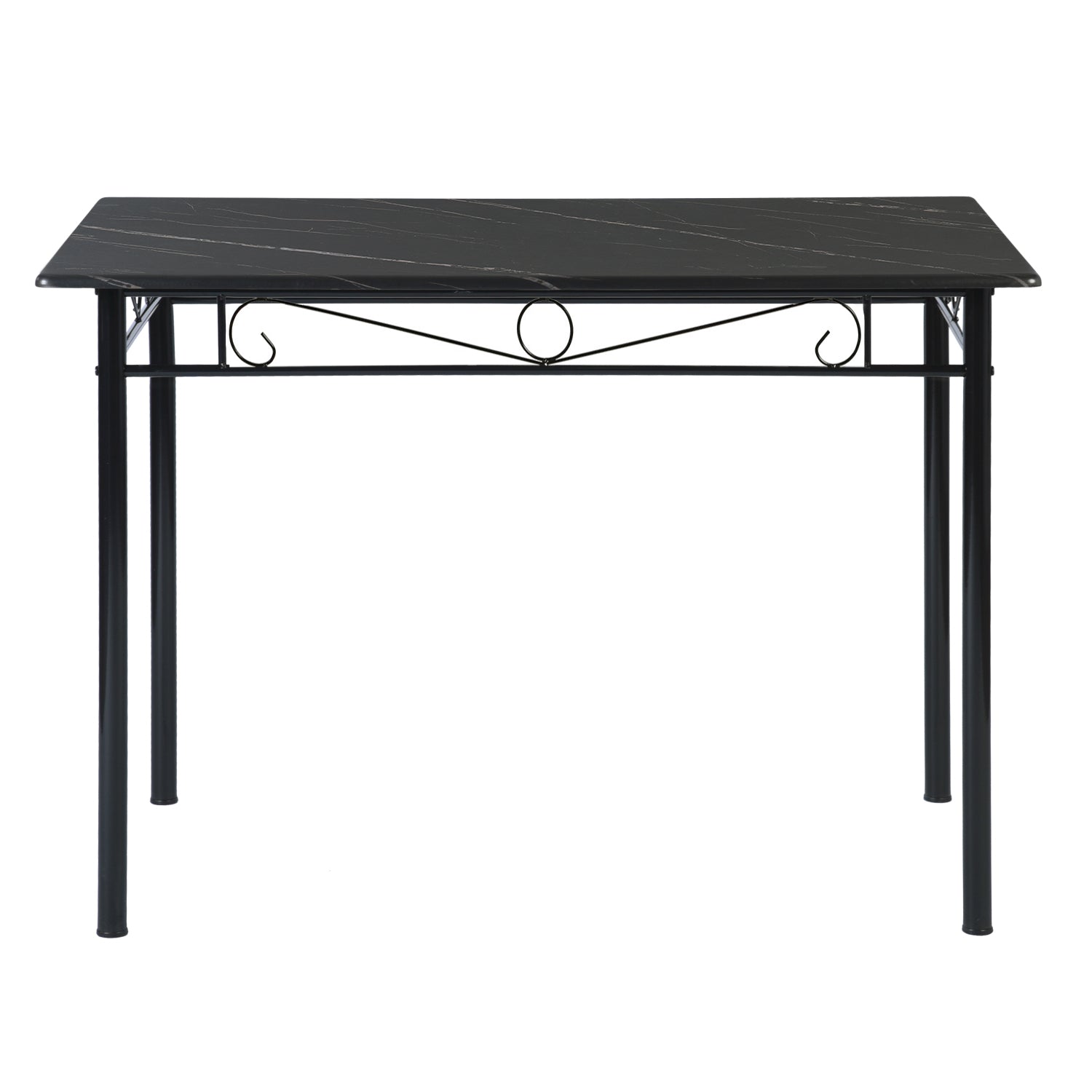 NORSEMAN Marmorierung 5 TLG Sitzgruppe Esstisch mit 4 St¨¹hlen - 109 * 69 * 75cm - Wei?/Schwarz/Hellbraun
