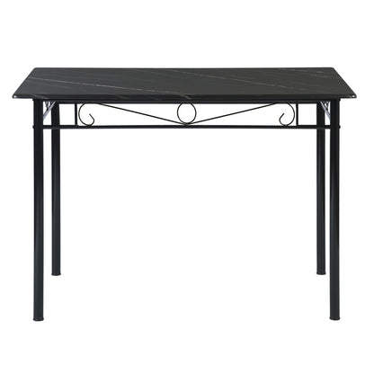NORSEMAN Marmorierung 5 TLG Sitzgruppe Esstisch mit 4 St¨¹hlen - 109 * 69 * 75cm - Wei?/Schwarz/Hellbraun