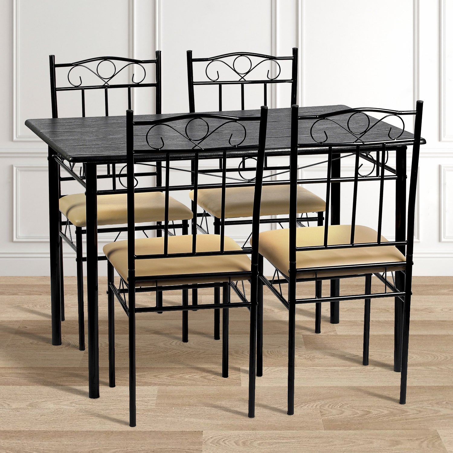 NORSEMAN 5-teilige Essgruppe, Rechteckiger Esstisch mit 4 St¨¹hlen 109*69*75cm - Farben erh?ltlich