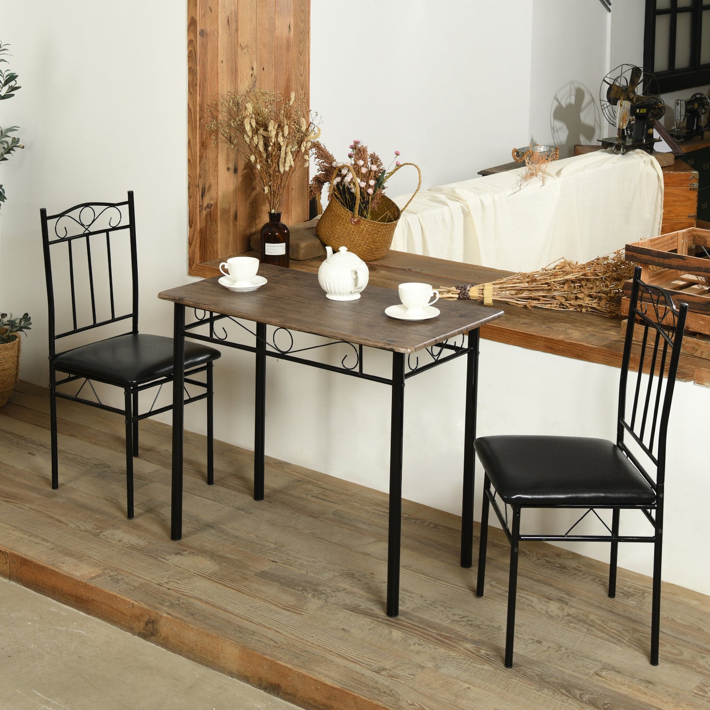 NORSEMAN 3-teilige Essgruppe, Rechteckiger Esstisch mit 2 St¨¹hlen 90*48*75cm - Farben erh?ltlich