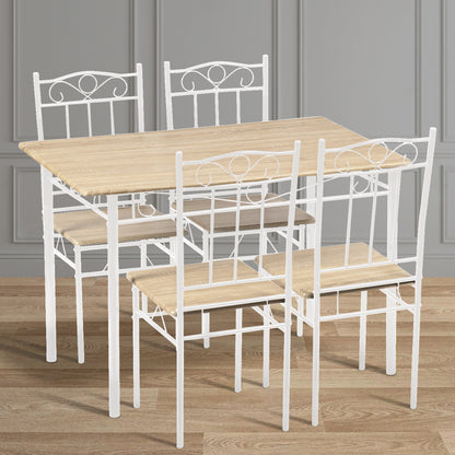 NORSEMAN Marmorierung 5 TLG Sitzgruppe Esstisch mit 4 St¨¹hlen - 109 * 69 * 75cm - Wei?/Schwarz/Hellbraun