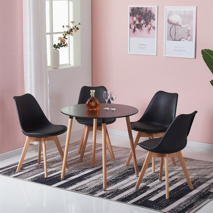 PEA Runder Esstische aus MDF mit 4 Buchenbeinen 80 * 80 * 73 cm - Schwarz/Wei?