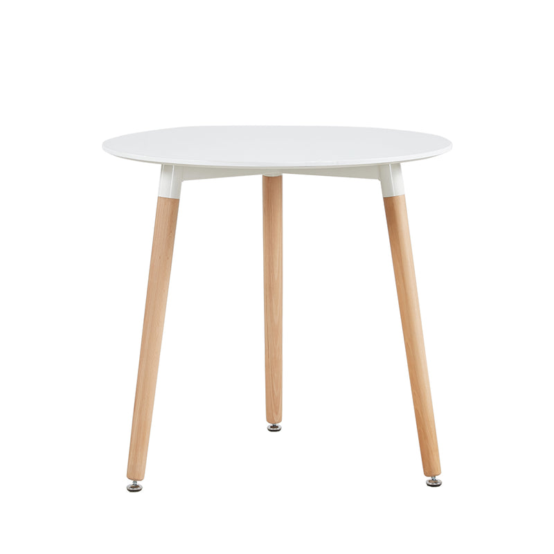 PEA Runder Esstische aus MDF mit 3 Buchenbeinen 80 * 80 * 74 cm - Weiß