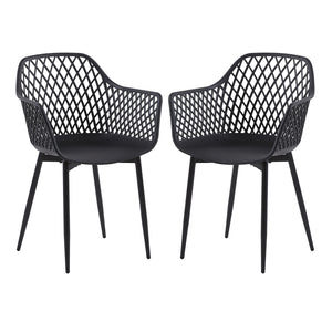 ROME Esszimmerstühle mit Metallbeine, Retro Design Hohler Stuhl -  Schwarz
