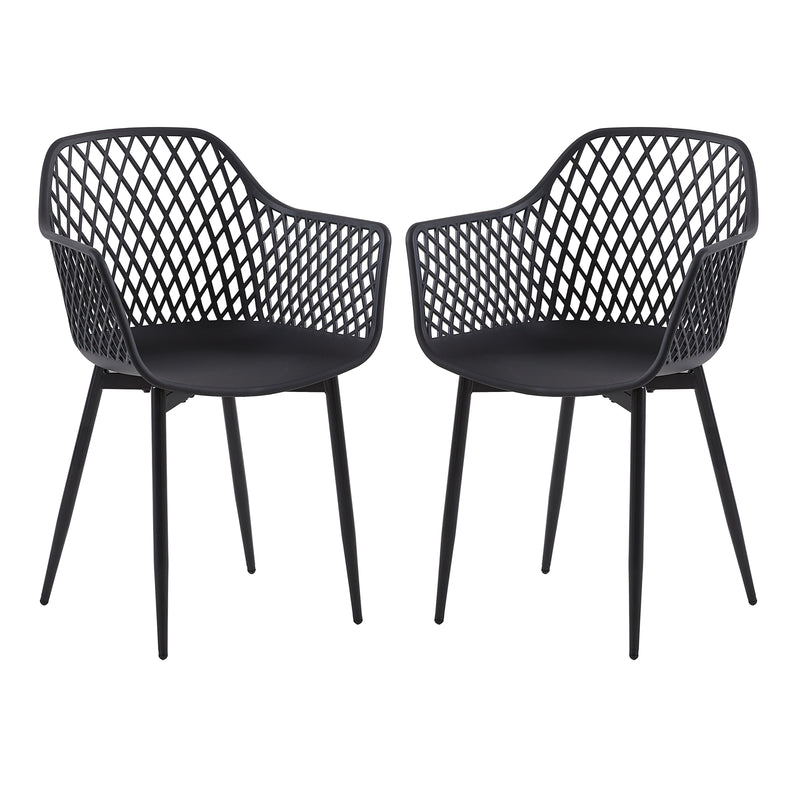 ROME Esszimmerstühle mit Metallbeine, Retro Design Hohler Stuhl - Schwarz