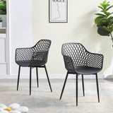 ROME Esszimmerstühle mit Metallbeine, Retro Design Hohler Stuhl -  Schwarz