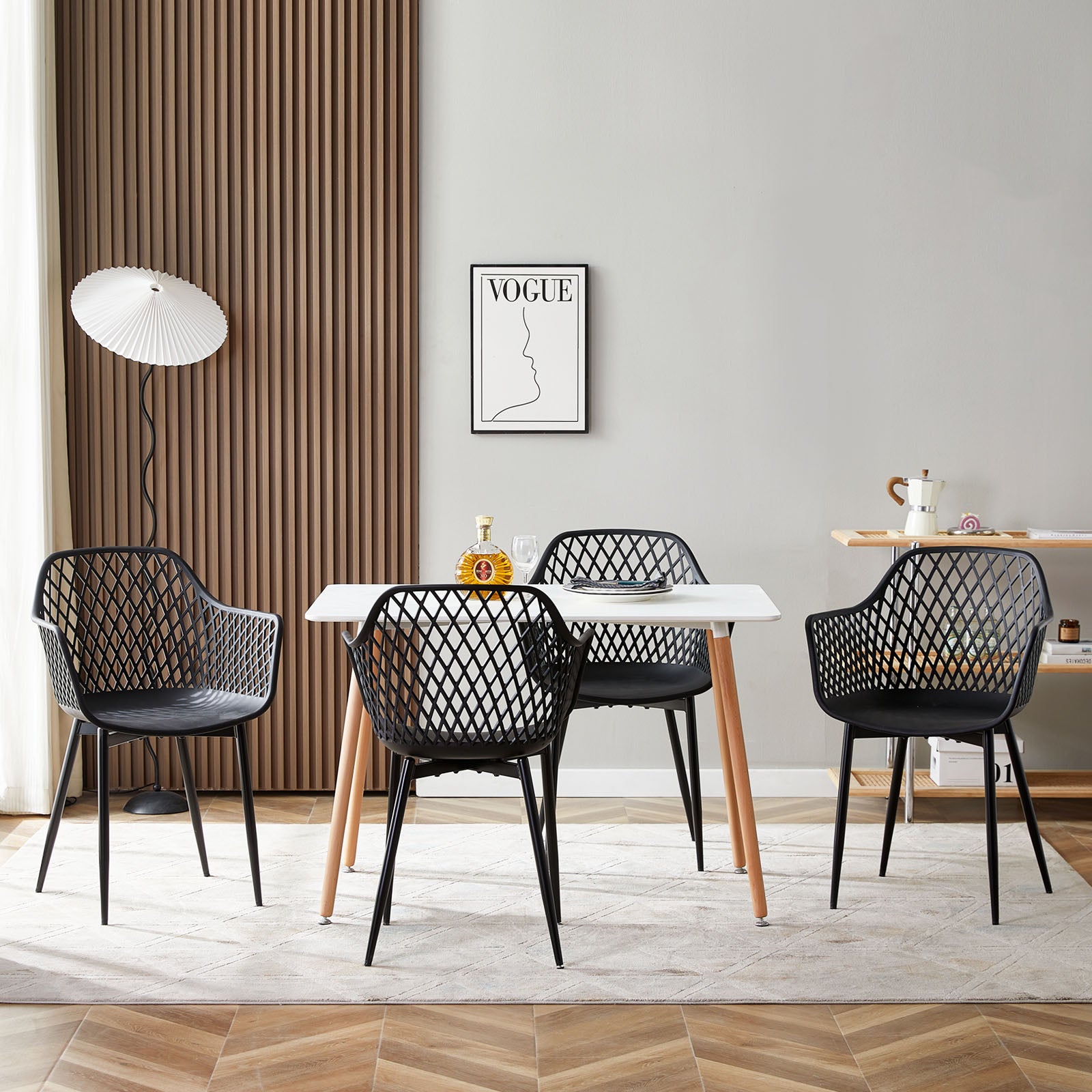 ROME Esszimmerst¨¹hle mit Metallbeine, Retro Design Hohler Stuhl -  Schwarz