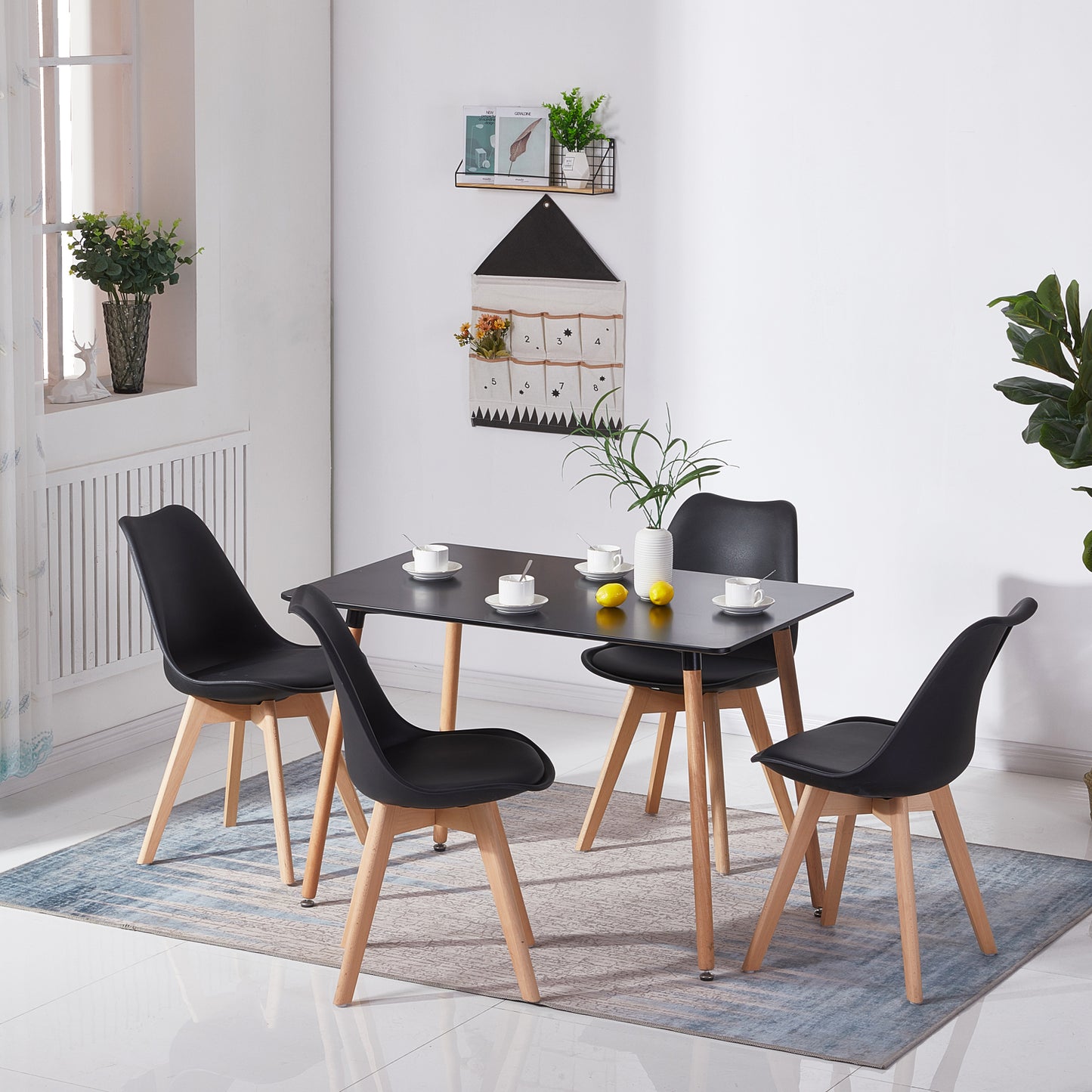 SAGE Rechteckiger Esstisch, Küchentisch, moderner Büro- und Konferenztisch, Couchtisch – Schwarz/Weiß