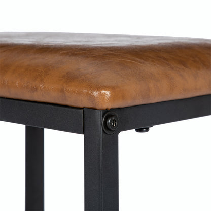 Set aus Esstisch und Stühlen – 1 moderner Tisch aus Naturleder + 4 Stühle