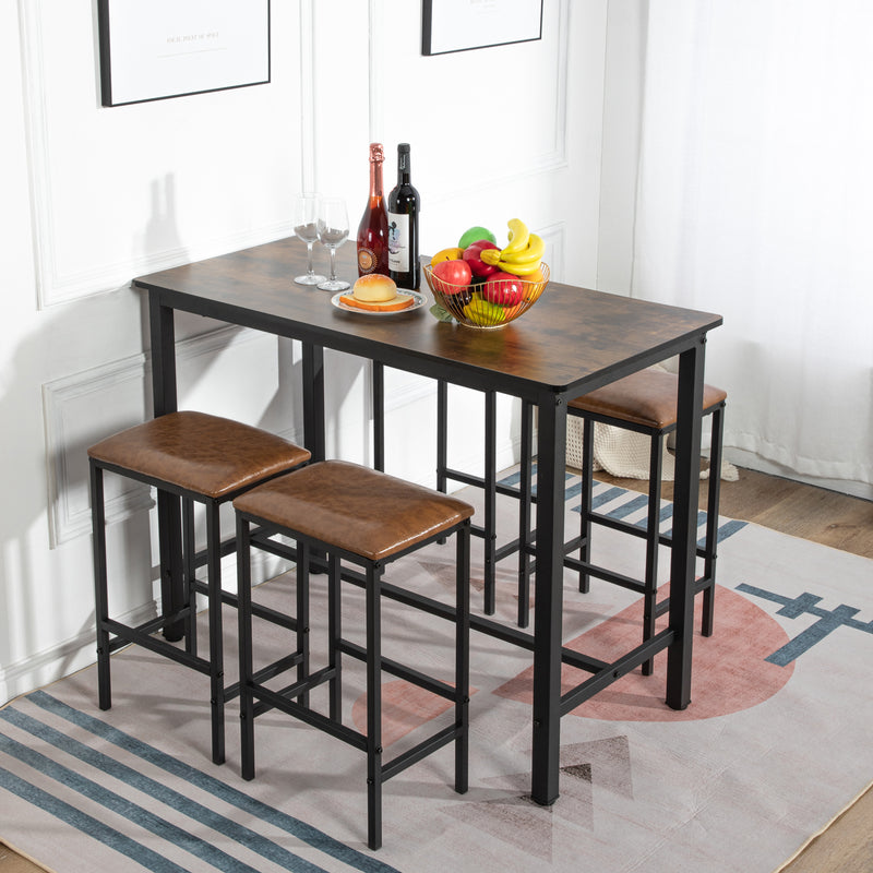 Esstisch und Stühle im Set – 1 moderner Naturledertisch + 4 Stühle im Set